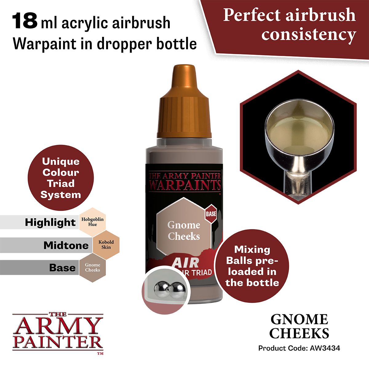 Army Painter - Warpaints Air - Gnome Cheeks Acrylic Paint 18ml