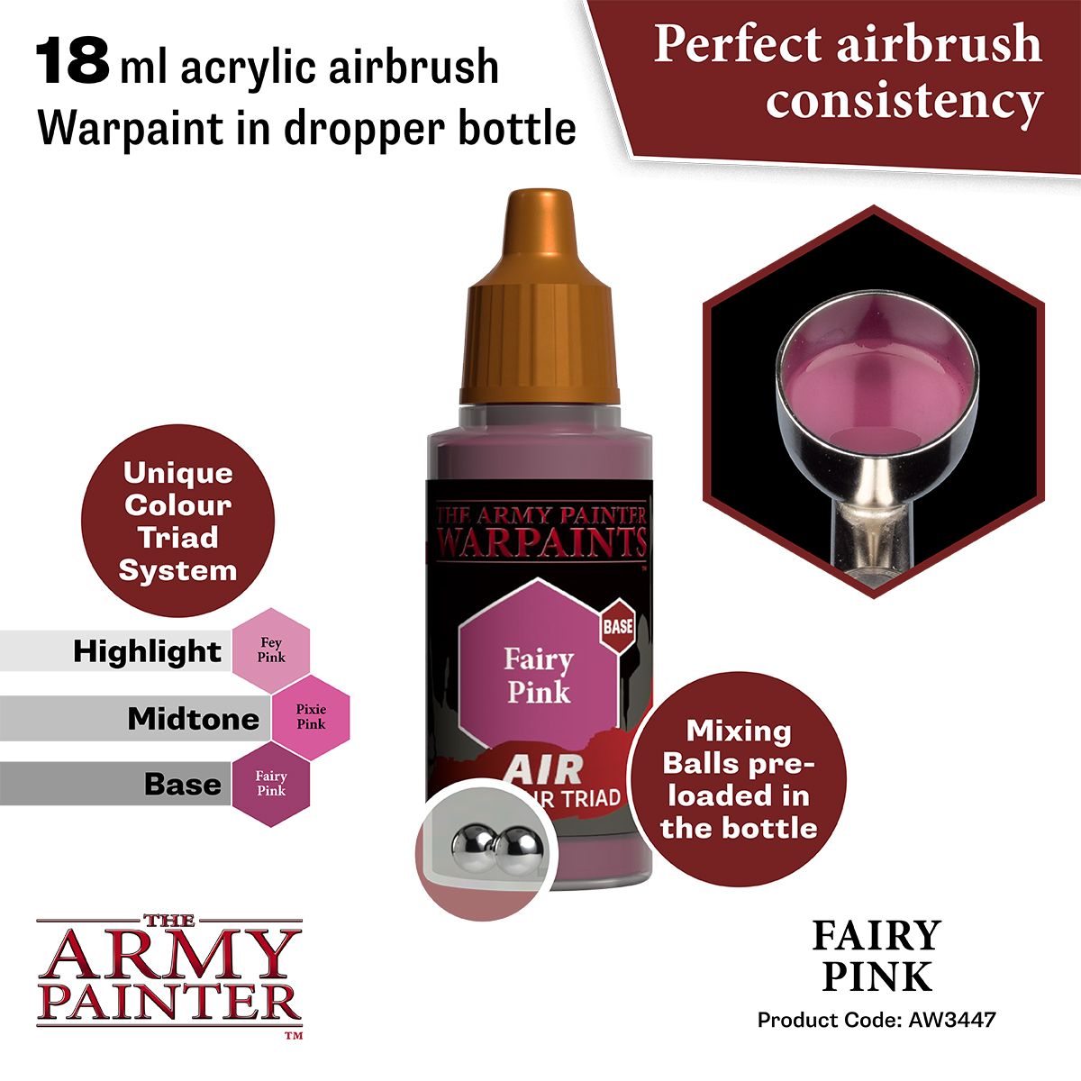 Army Painter - Warpaints Air - Fairy Pink Acrylic Paint 18ml