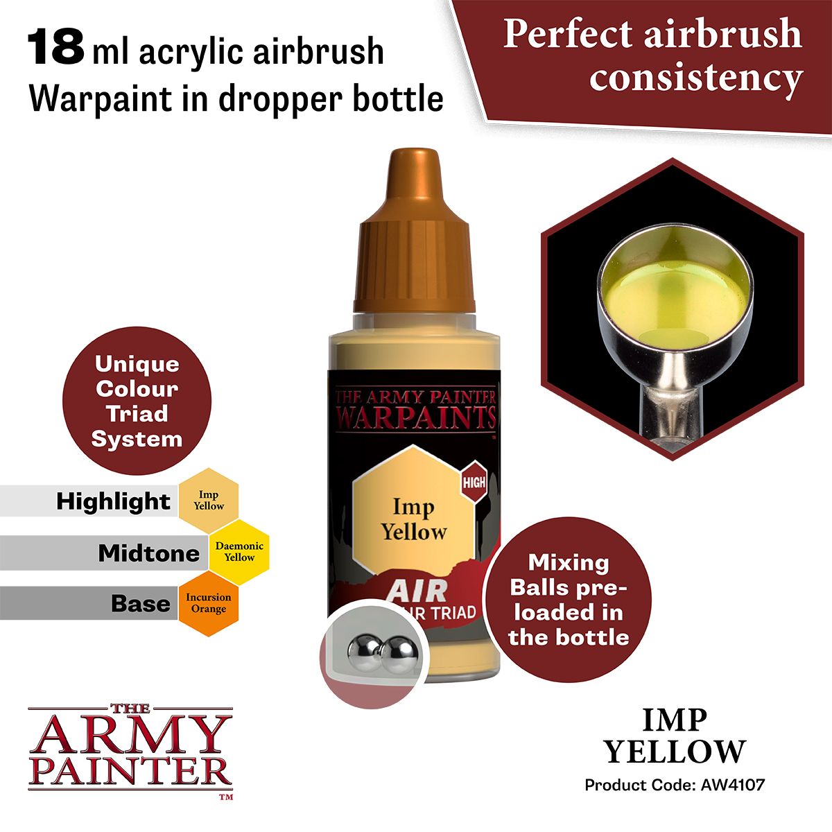 Army Painter - Warpaints Air - Imp Yellow Acrylic Paint 18ml