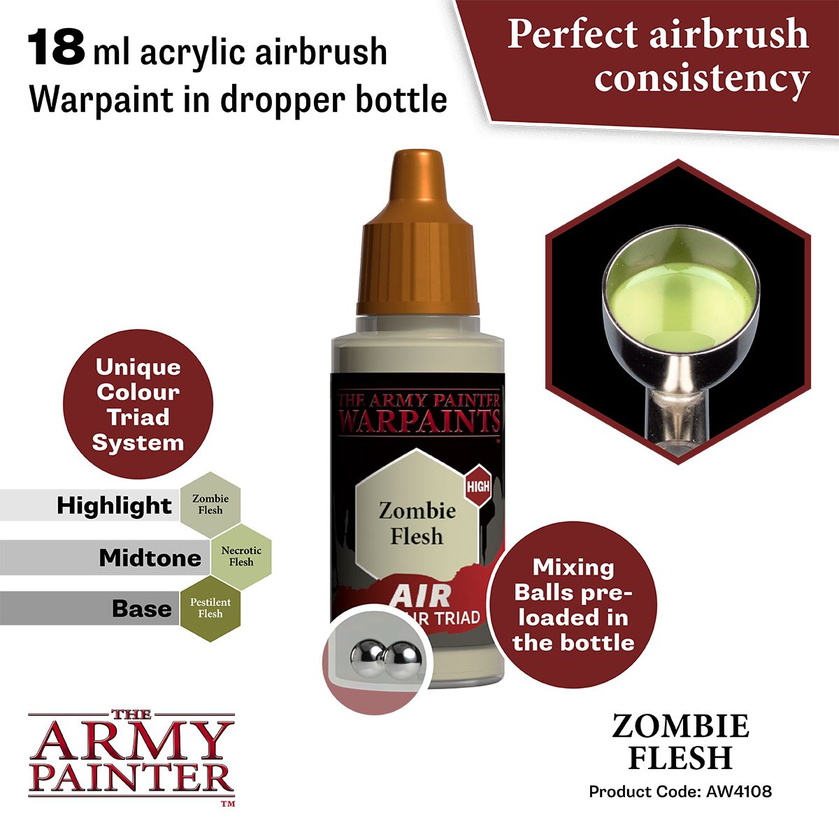 Army Painter - Warpaints Air - Zombie Flesh Acrylic Paint 18ml