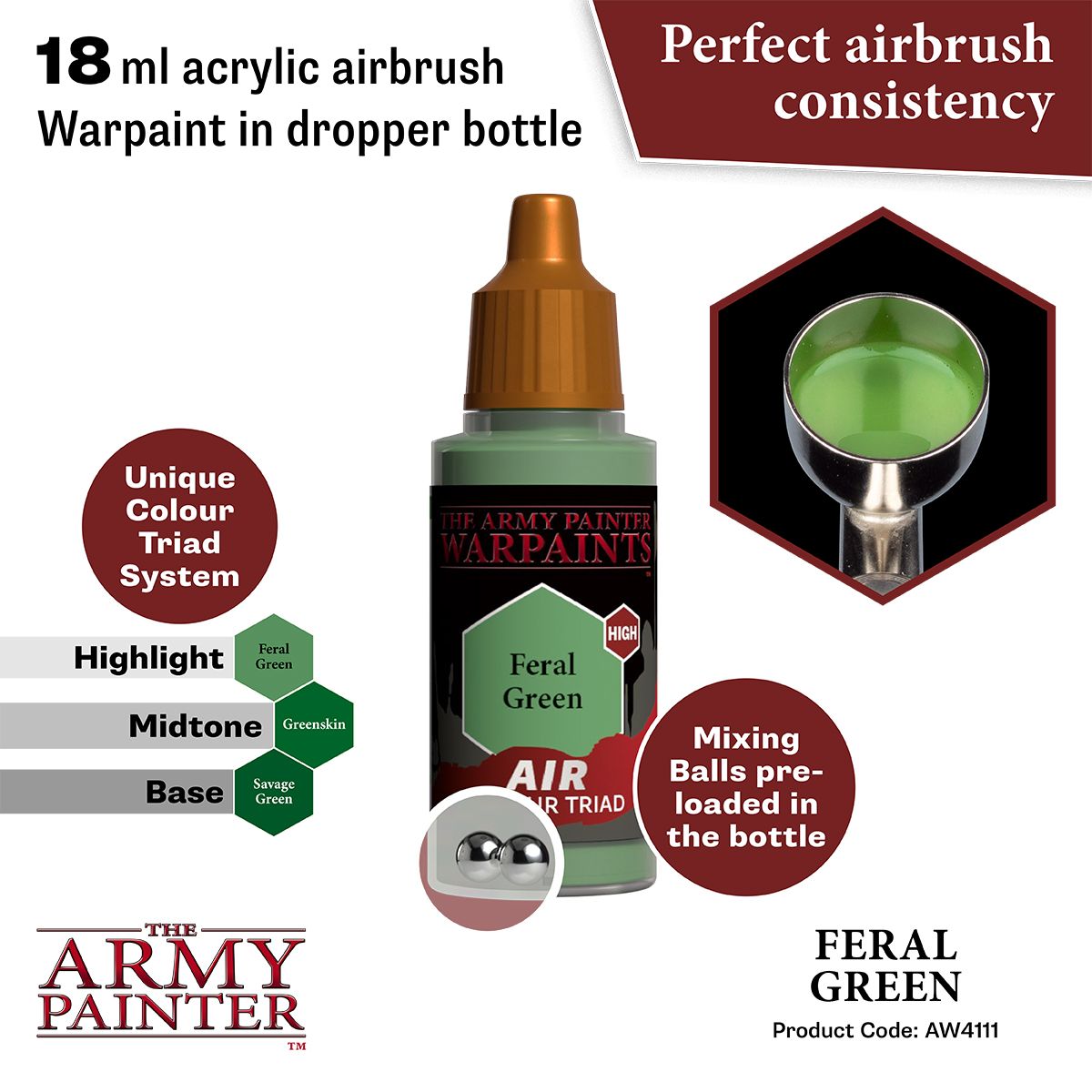 Army Painter - Warpaints Air - Feral Green Acrylic Paint 18ml