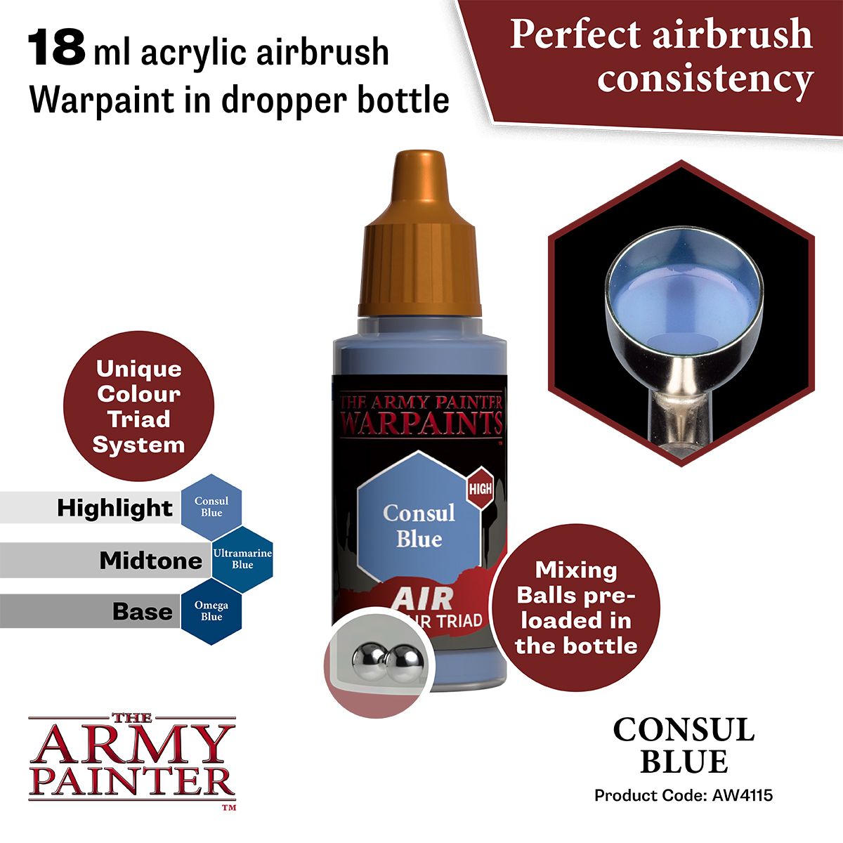 Army Painter - Warpaints Air - Consul Blue Acrylic Paint 18ml