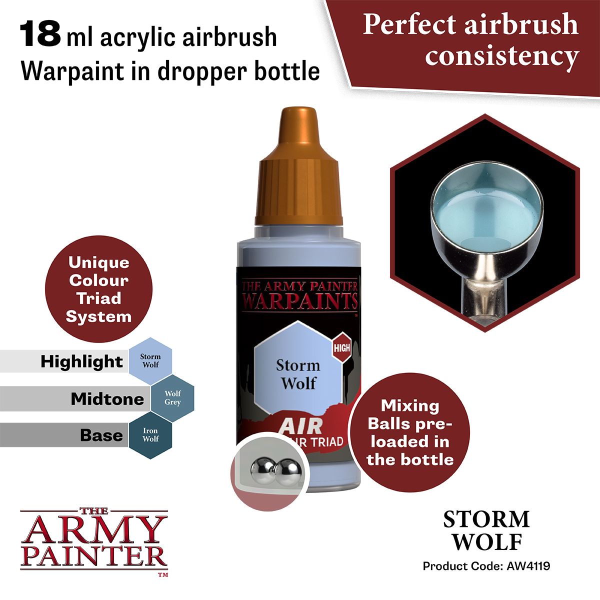 Army Painter - Warpaints Air - Storm Wolf Acrylic Paint 18ml