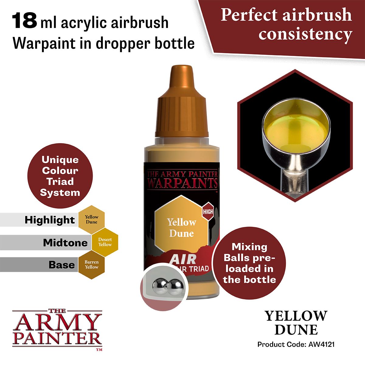 Army Painter - Warpaints Air - Yellow Dune Acrylic Paint 18ml