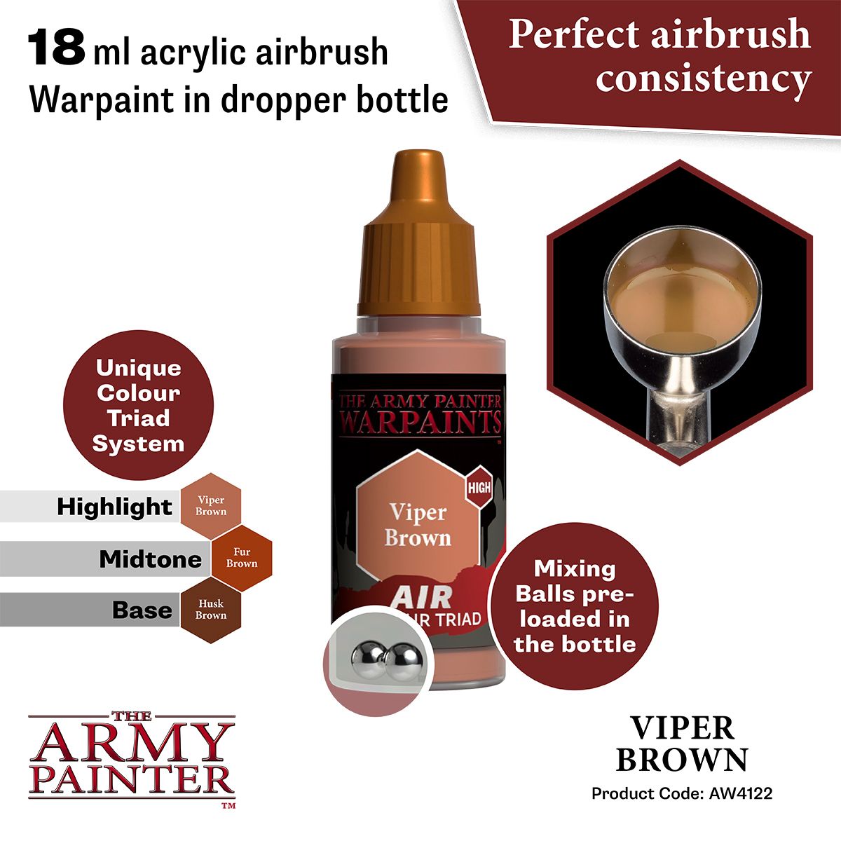 Army Painter - Warpaints Air - Viper Brown Acrylic Paint 18ml