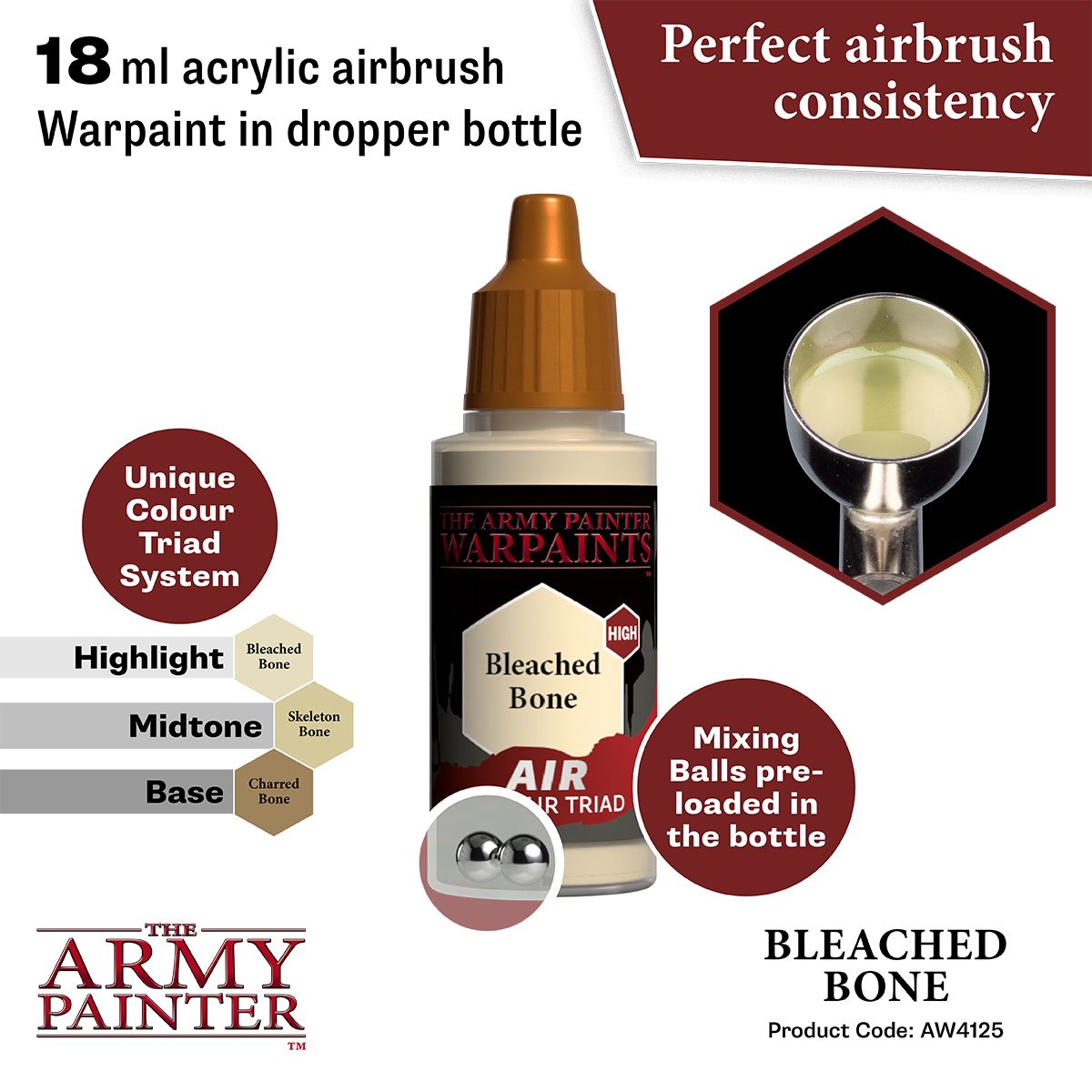 Army Painter - Warpaints Air - Bleached Bone Acrylic Paint 18ml