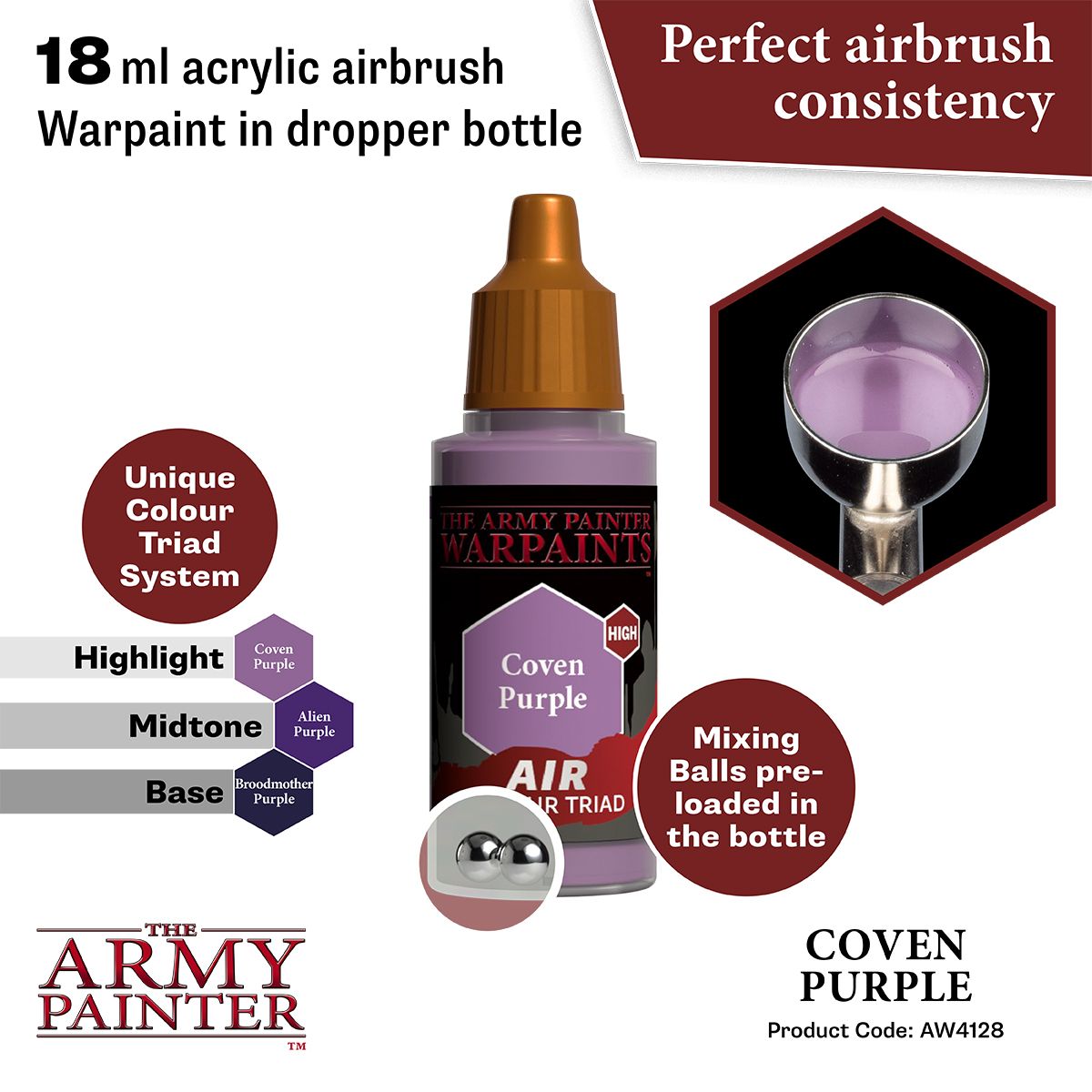 Army Painter - Warpaints Air - Coven Purple Acrylic Paint 18ml