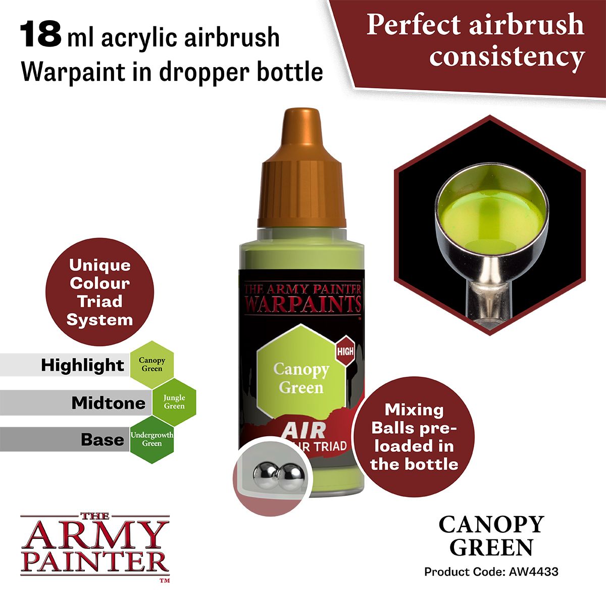 Army Painter - Warpaints Air - Canopy Green Acrylic Paint 18ml