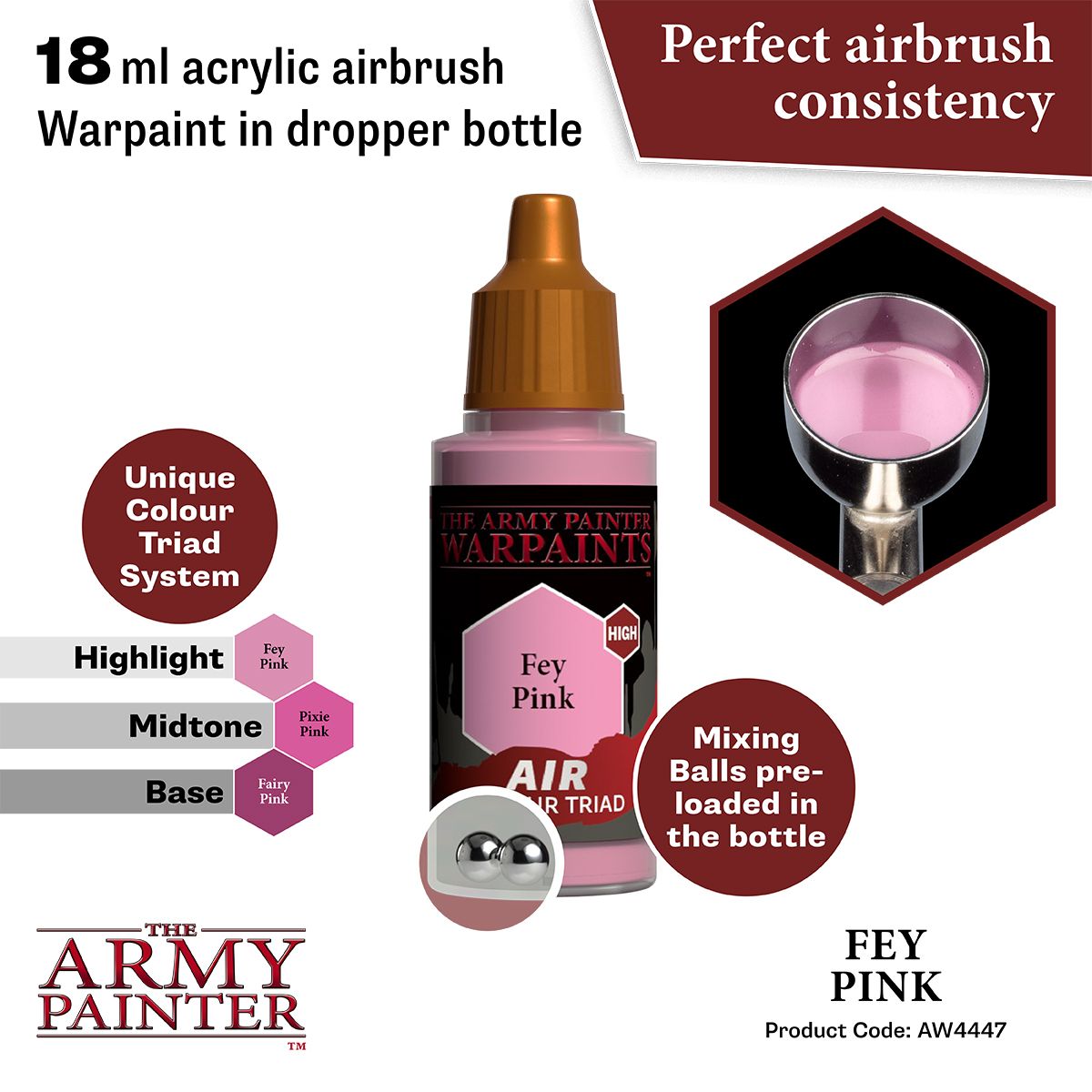 Army Painter - Warpaints Air - Fey Pink Acrylic Paint 18ml