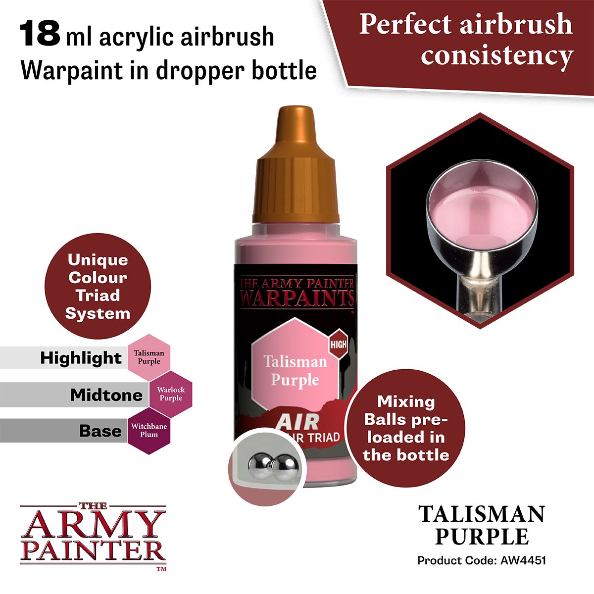 Army Painter - Warpaints Air - Talisman Purple Acrylic Paint 18ml