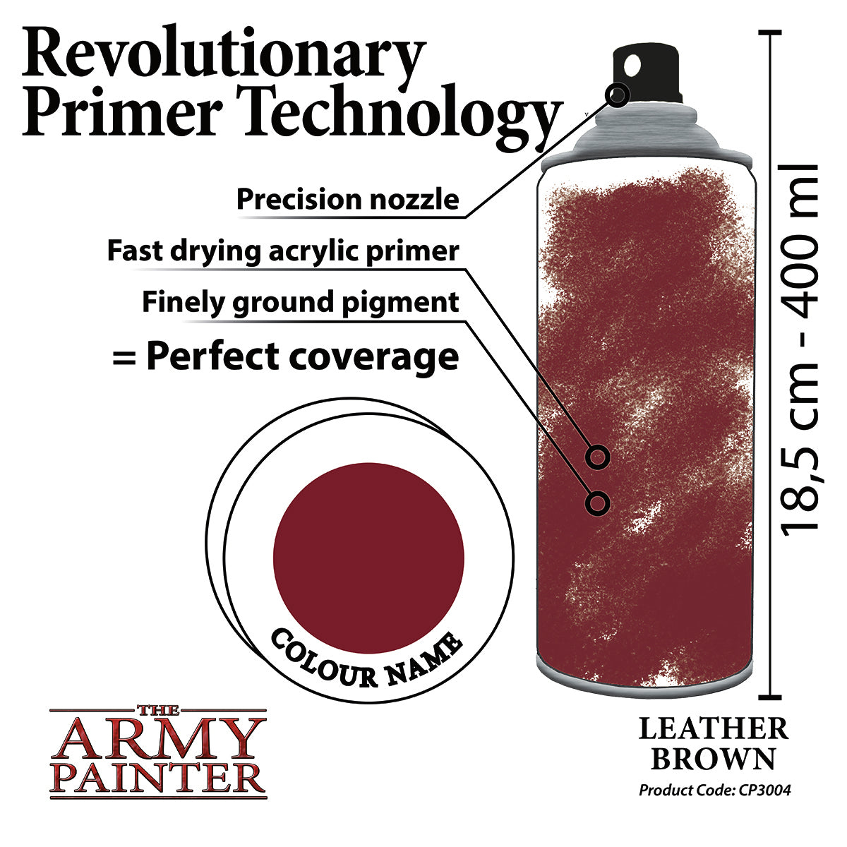 Army Painter Aerosol Spray Primer - Leather Brown 400ml