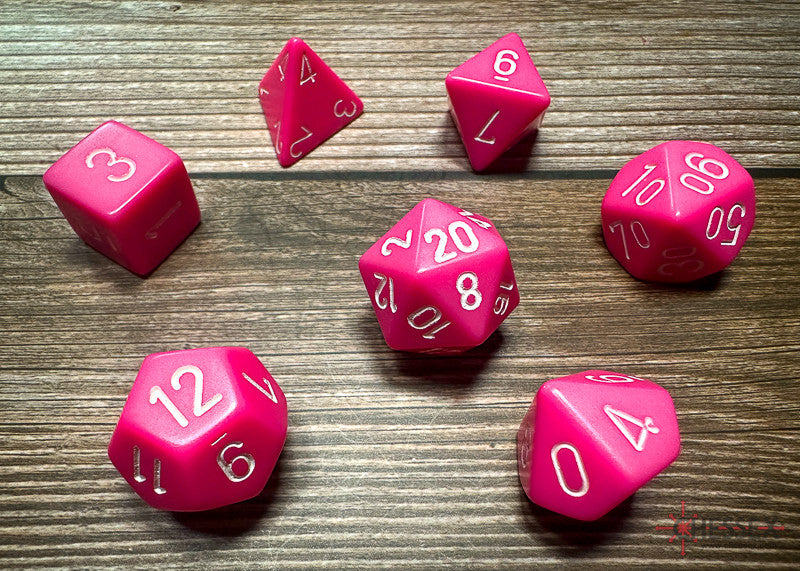 Chessex D7-Die Set Opaque Polyhedral Pink/white 7-Die Set