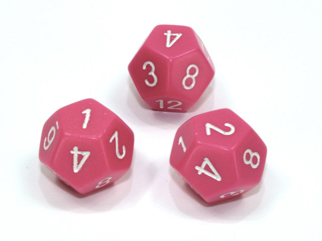 Chessex D12 Dice Opaque Polyhedral Pink/white d12