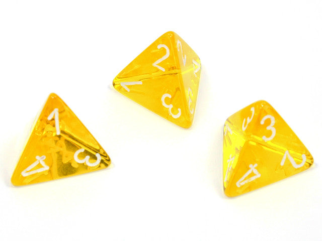 Chessex D4 Dice Translucent Polyhedral Yellow/white d4