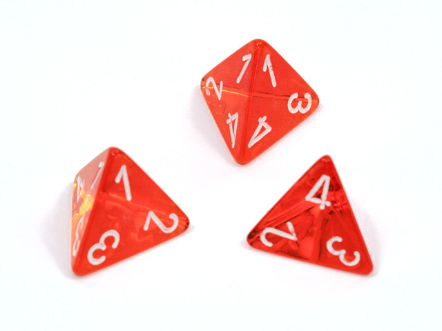 Chessex D4 Dice Translucent Polyhedral Orange/white d4
