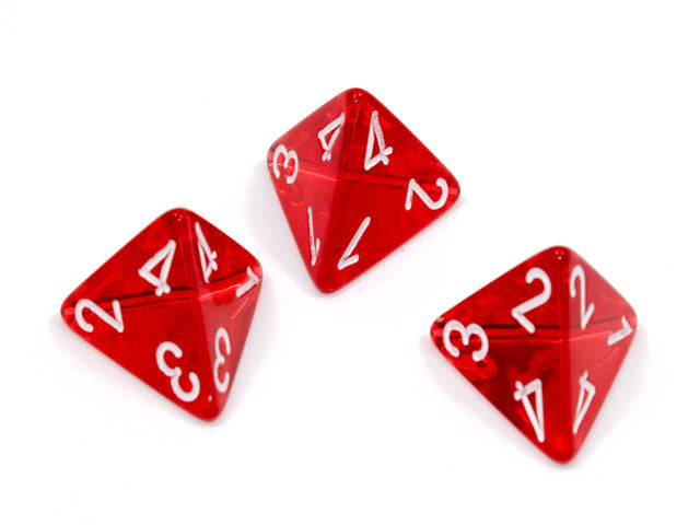 Chessex D4 Dice Translucent Polyhedral Red/white d4
