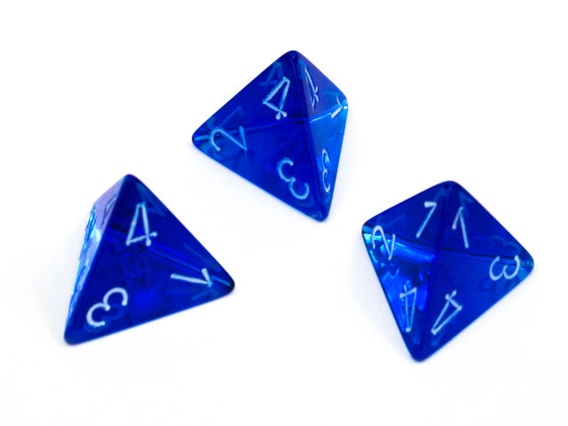 Chessex D4 Dice Translucent Polyhedral Blue/white d4
