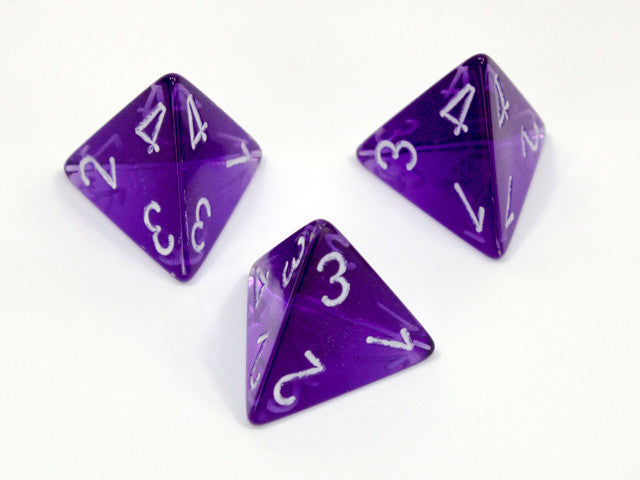 Chessex D4 Dice Translucent Polyhedral Purple/white d4