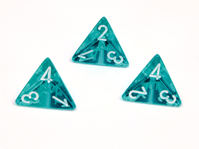 Chessex D4 Dice Translucent Polyhedral Teal/white d4