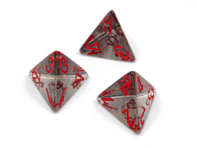 Chessex D4 Dice Translucent Polyhedral Smoke/red d4