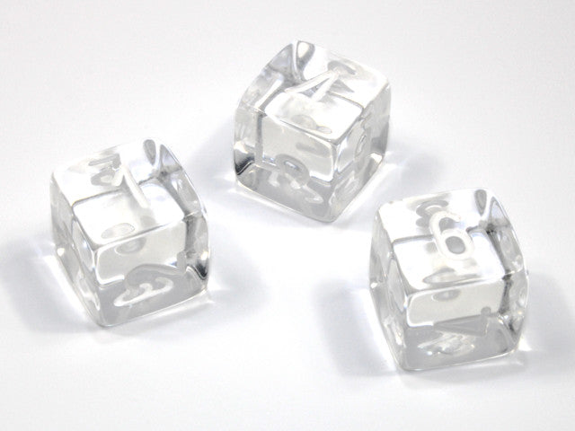 Chessex D6 Dice Translucent Polyhedral Clear/white d6