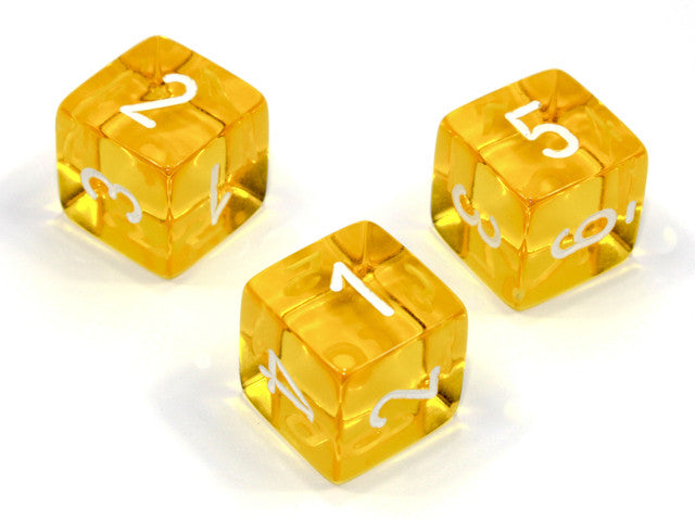 Chessex D6 Dice Translucent Polyhedral Yellow/white d6