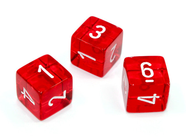 Chessex D6 Dice Translucent Polyhedral Red/white d6