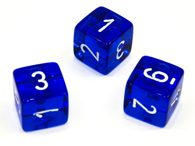 Chessex D6 Dice Translucent Polyhedral Blue/white d6