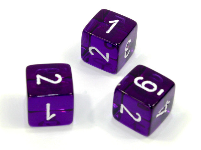 Chessex D6 Dice Translucent Polyhedral Purple/white d6