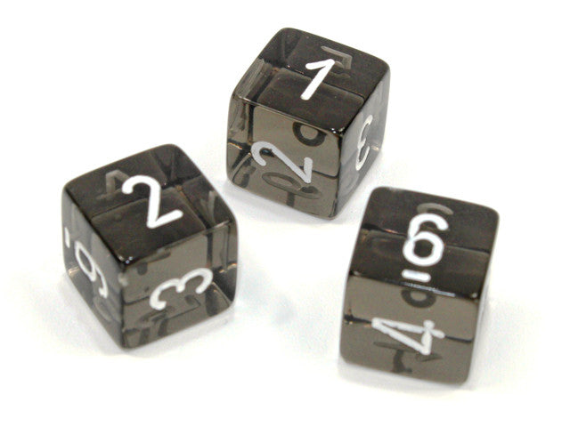 Chessex D6 Dice Translucent Polyhedral Smoke/white d6