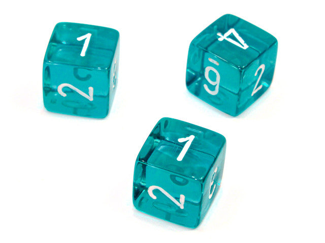 Chessex D6 Dice Translucent Polyhedral Teal/white d6