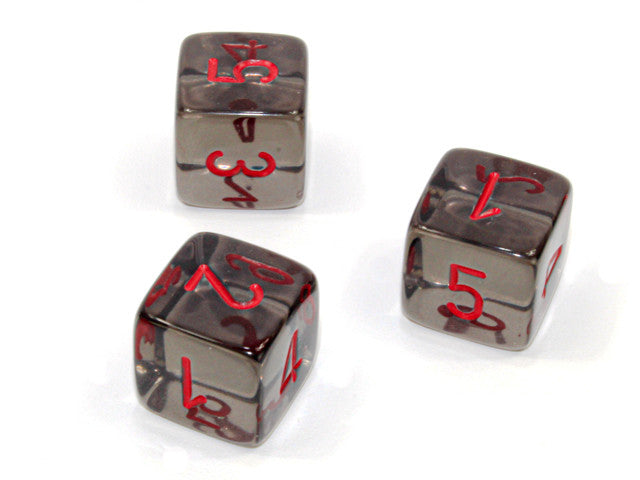 Chessex D6 Dice Translucent Polyhedral Smoke/red d6