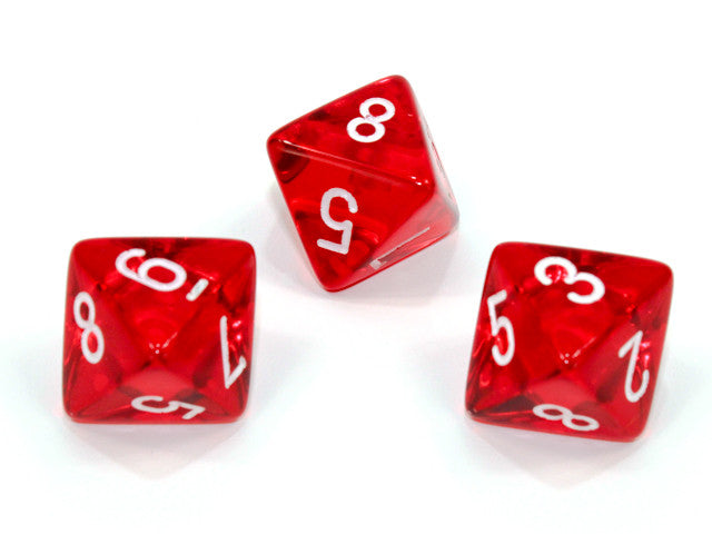 Chessex D8 Dice Translucent Polyhedral Red/white d8