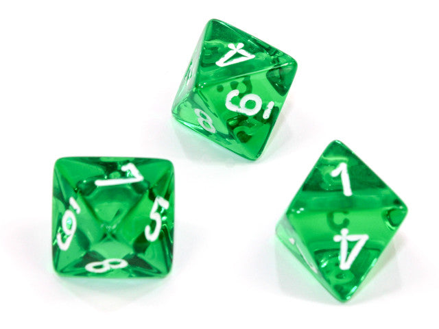 Chessex D8 Dice Translucent Polyhedral Green/white d8