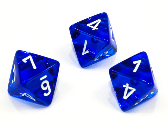 Chessex D8 Dice Translucent Polyhedral Blue/white d8