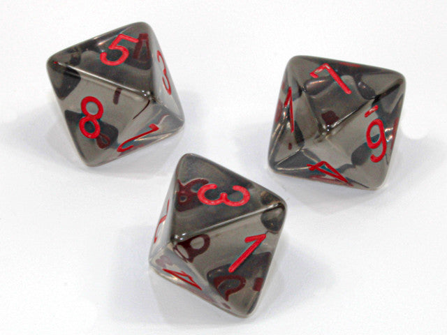 Chessex D8 Dice Translucent Polyhedral Smoke/red d8