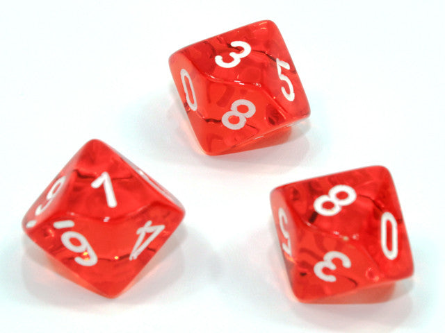 Chessex D10 Dice Translucent Polyhedral Orange/white d10