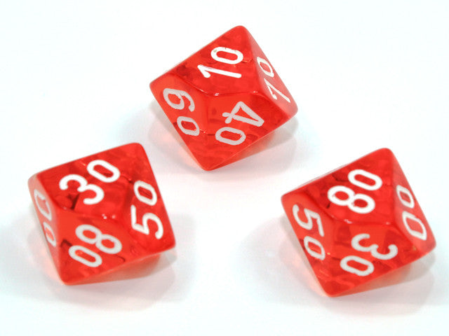 Chessex Tens 10 Dice Translucent Polyhedral Orange/white Tens 10