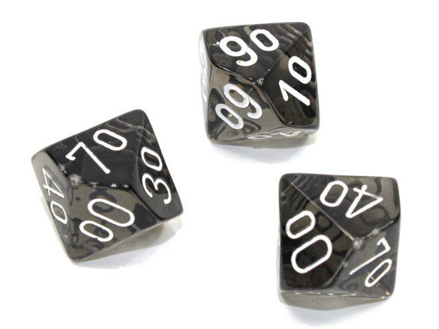 Chessex Tens 10 Dice Translucent Polyhedral Smoke/white Tens 10