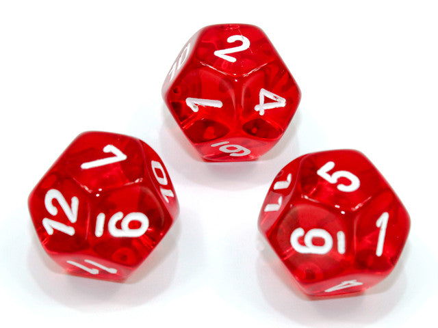 Chessex D12 Dice Translucent Polyhedral Red/white d12