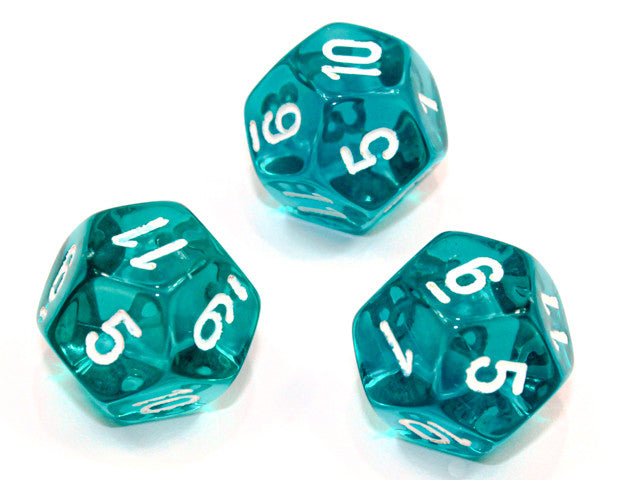 Chessex D12 Dice Translucent Polyhedral Teal/white d12