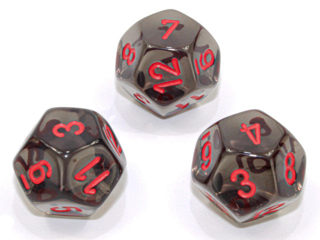 Chessex D12 Dice Translucent Polyhedral Smoke/red d12
