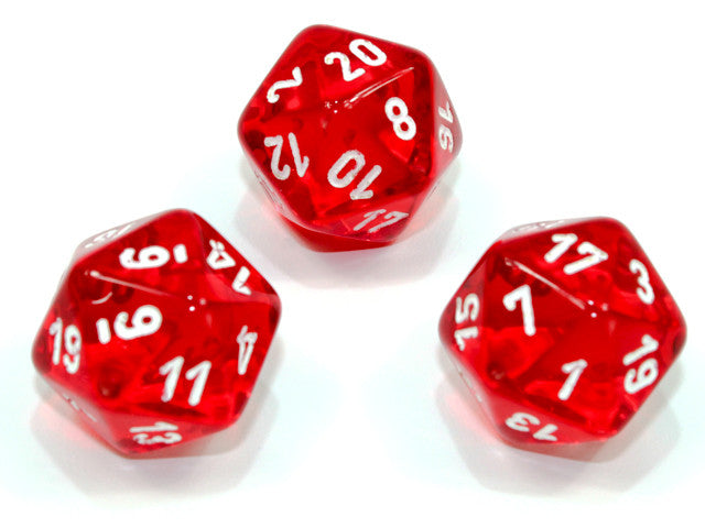 Chessex D20 Dice Translucent Polyhedral Red/white d20