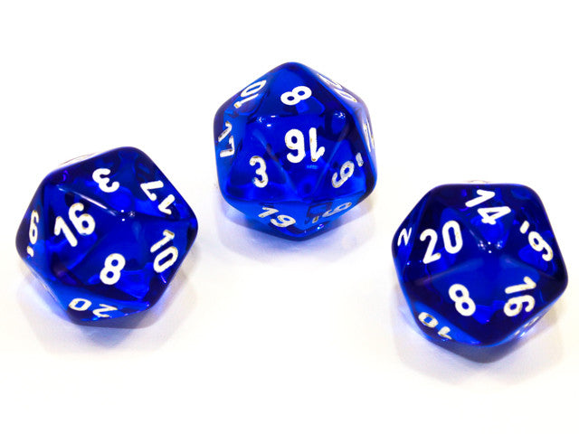 Chessex D20 Dice Translucent Polyhedral Blue/white d20