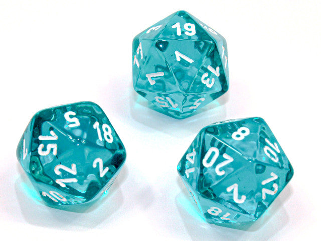 Chessex D20 Dice Translucent Polyhedral Teal/white d20