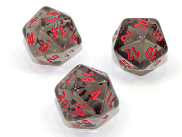Chessex D20 Dice Translucent Polyhedral Smoke/red d20