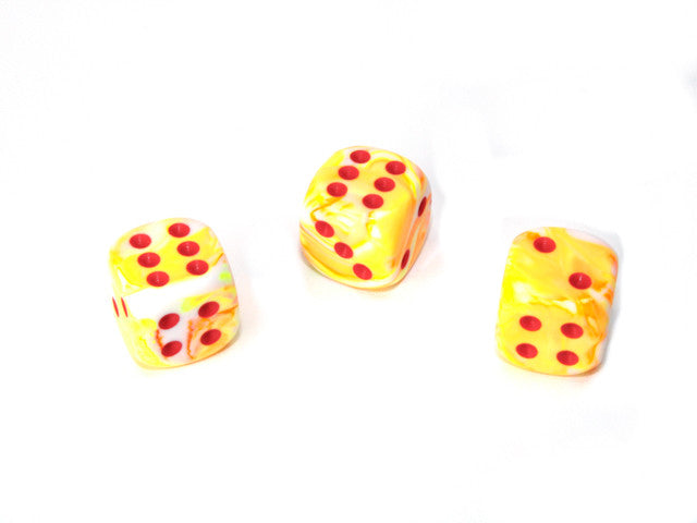 Chessex D6 Dice Festive 12mm w/pips Sunburst/red d6