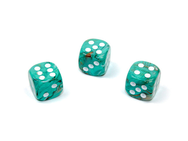 Chessex D6 Dice Marble 12mm w/pips Oxi-Copper/white d6