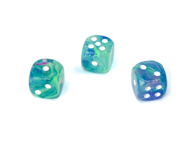 Chessex D6 Dice Festive 12mm w/pips Waterlily/white d6