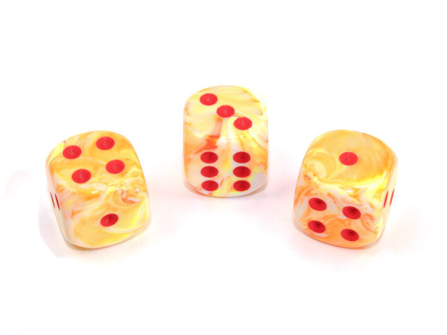 Chessex D6 Dice Festive 16mm w/pips Sunburst/red d6